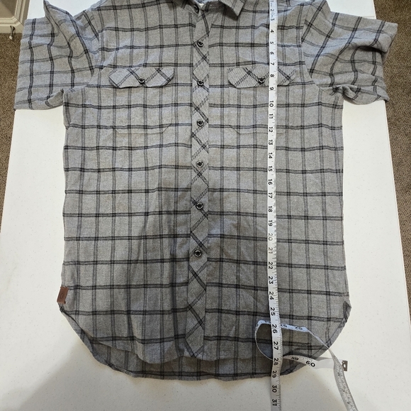 Tobacco Motorwear Co. Flannel Hellfire Gray Plaid Button Up Men's Large - Picture 9 of 11